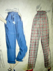 7060 1950 VOGUE CUFF SLACKS, CUFF CROP PANTS PATTERN 28'' WST